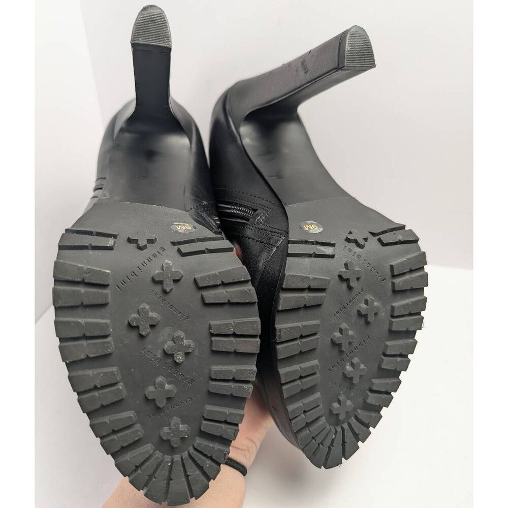Gianni Bini Omarrah black leather platform lug bootie heels womens 9 - Picture 6 of 9